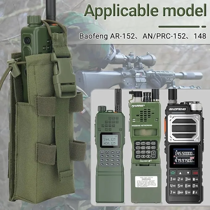 Tactical Molle Radio Holster Holder Case Military Heavy Duty Radios Holster Bag for AR-152 AN/PRC-152 148 UV-25 Two Ways Walkie Talkies Adjustable Storage