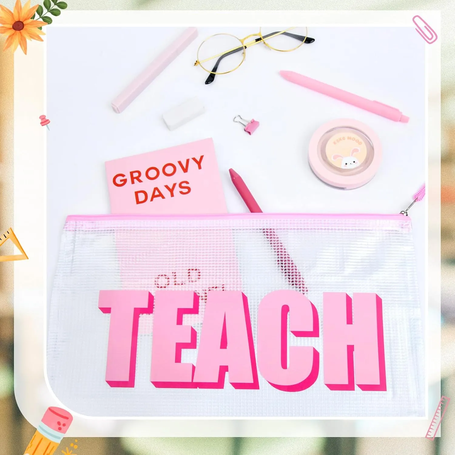 Teacher Appreciation Gifts 4PCS Teache Makeup Bags Teache PouchTravel Cosmetic Pouch Graduation Retirement Teacher Gifts for Women