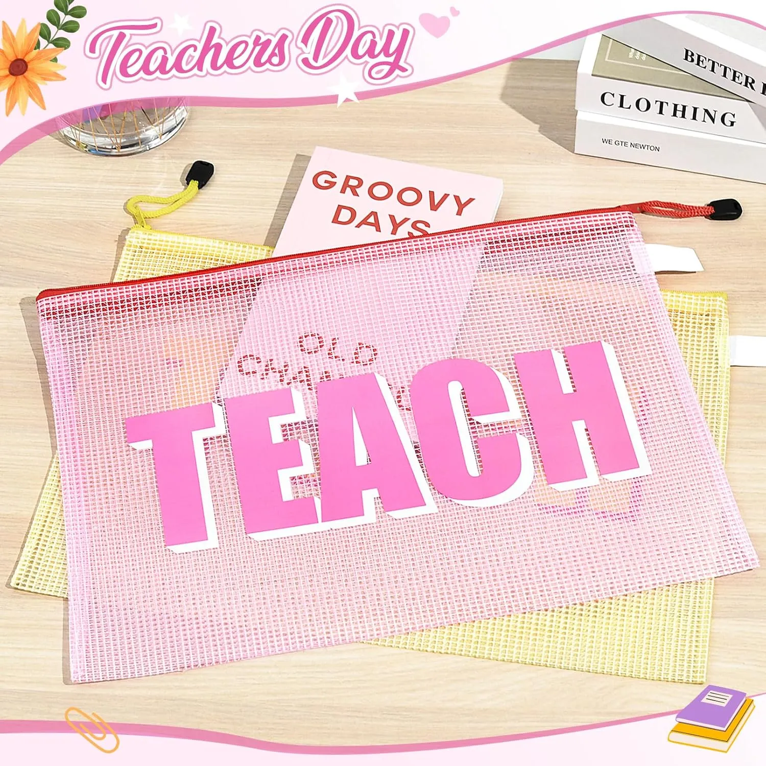 Teacher Appreciation Gifts 4PCS Teache Makeup Bags Teache PouchTravel Cosmetic Pouch Graduation Retirement Teacher Gifts for Women