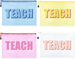 Teacher Appreciation Gifts 4PCS Teache Makeup Bags Teache PouchTravel Cosmetic Pouch Graduation Retirement Teacher Gifts for Women