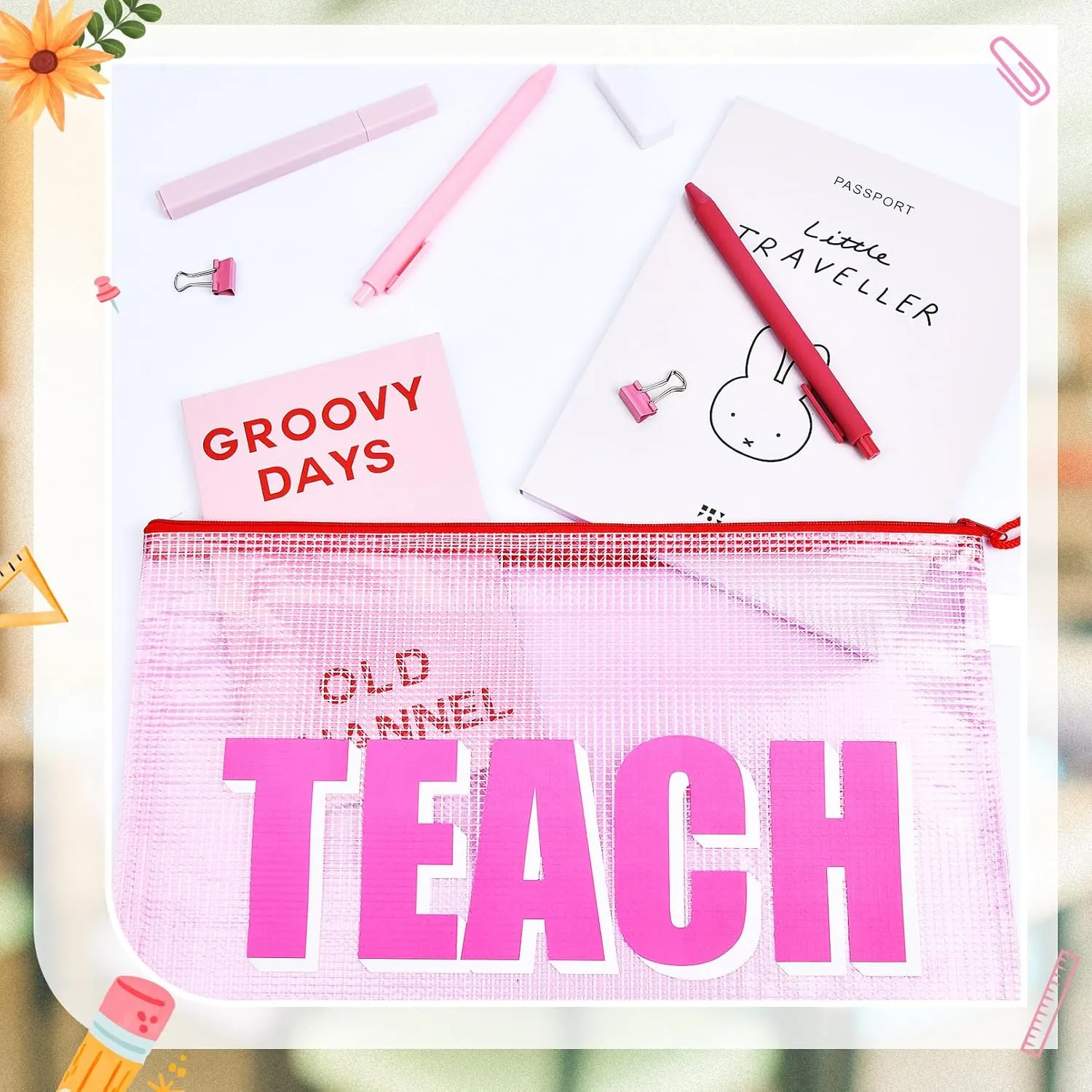 Teacher Appreciation Gifts 4PCS Teache Makeup Bags Teache PouchTravel Cosmetic Pouch Graduation Retirement Teacher Gifts for Women