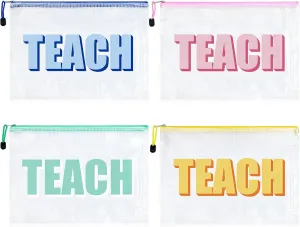 Teacher Appreciation Gifts 4PCS Teache Makeup Bags Teache PouchTravel Cosmetic Pouch Graduation Retirement Teacher Gifts for Women
