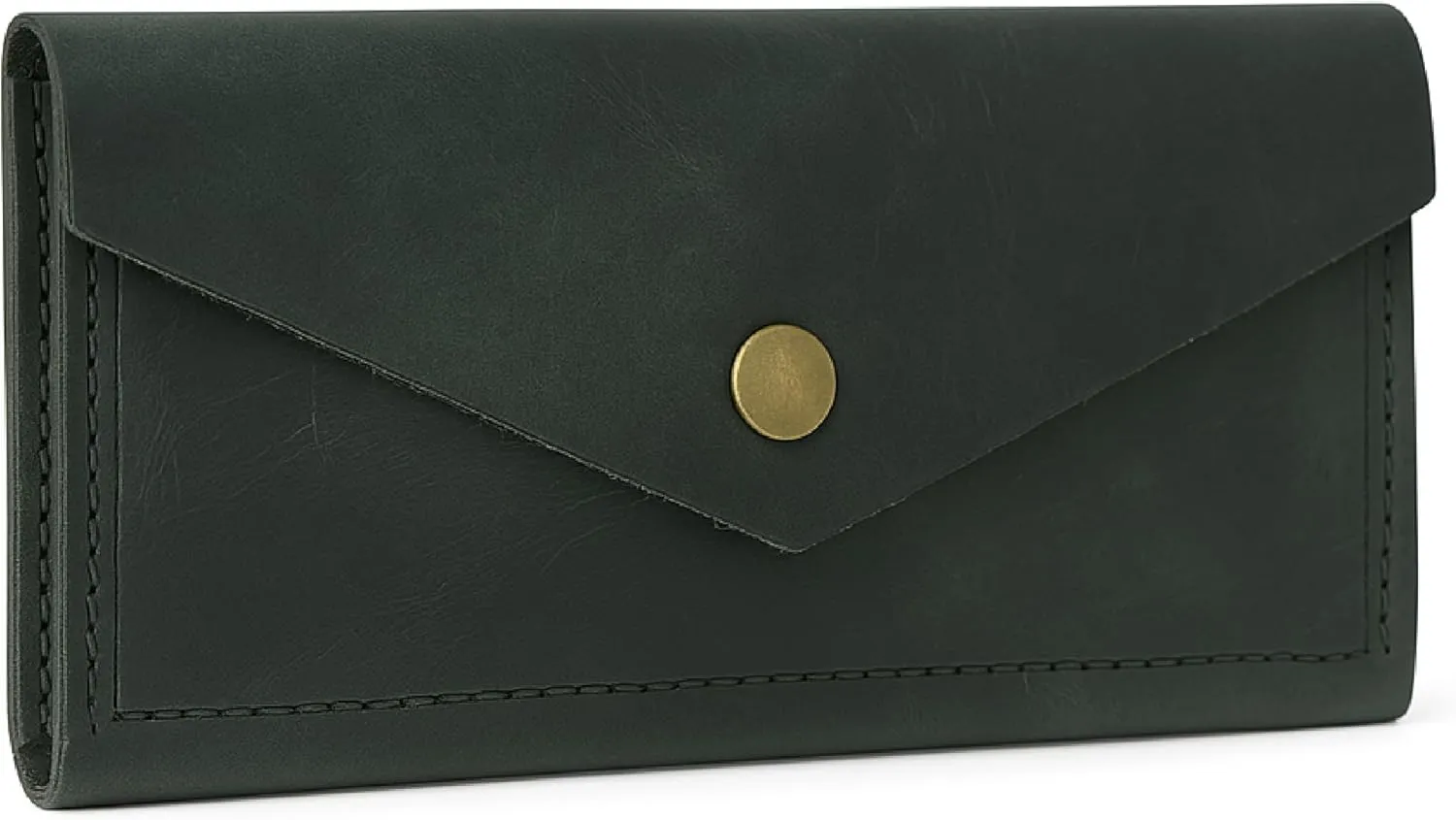 The Antiq Green Leather Money Bag Wallets for Women - Handcrafted Leather Cash Envelopes for Budgeting Binder - Currency Holder Money Bag for Cash, Money Organizer for Cash Travel Purses for Women