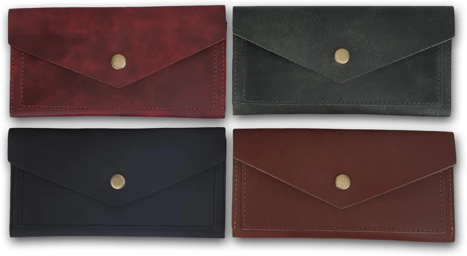 The Antiq Green Leather Money Bag Wallets for Women - Handcrafted Leather Cash Envelopes for Budgeting Binder - Currency Holder Money Bag for Cash, Money Organizer for Cash Travel Purses for Women
