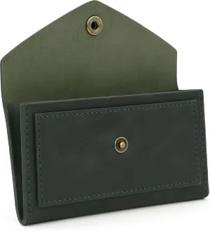 The Antiq Green Leather Money Bag Wallets for Women - Handcrafted Leather Cash Envelopes for Budgeting Binder - Currency Holder Money Bag for Cash, Money Organizer for Cash Travel Purses for Women