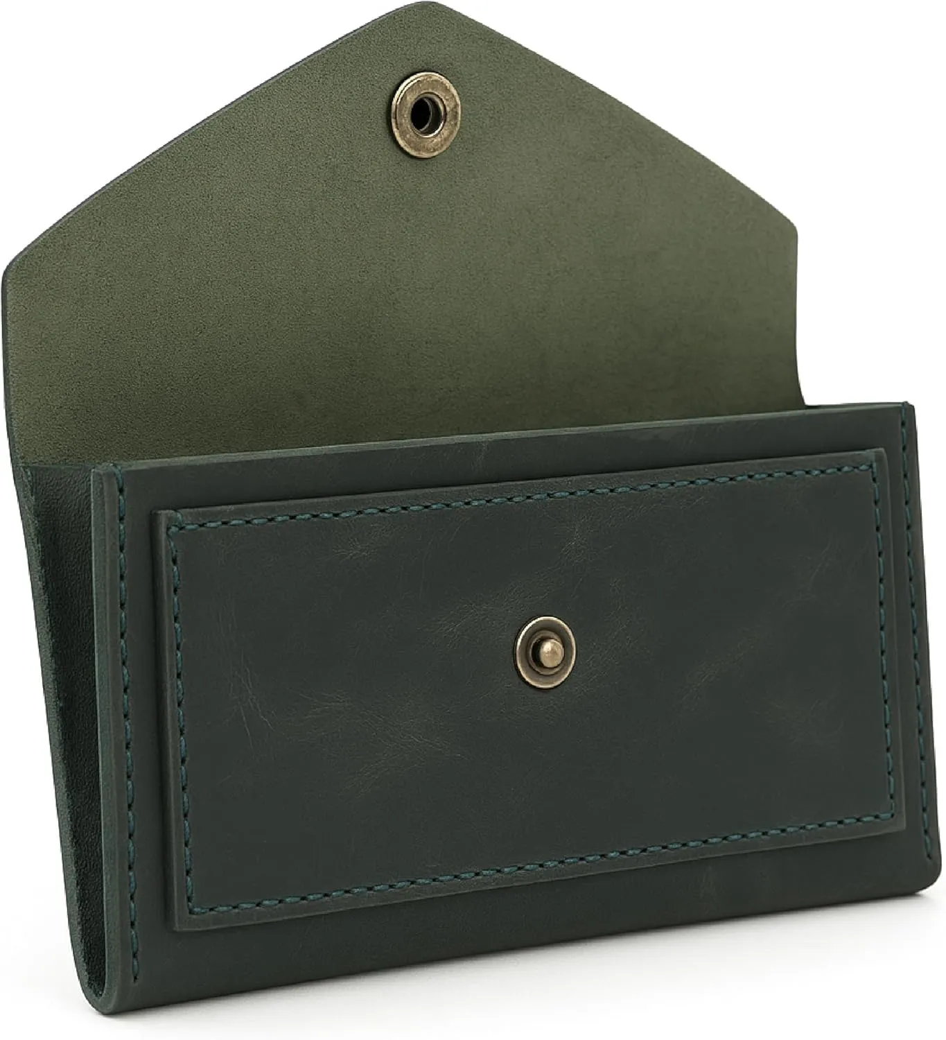 The Antiq Green Leather Money Bag Wallets for Women - Handcrafted Leather Cash Envelopes for Budgeting Binder - Currency Holder Money Bag for Cash, Money Organizer for Cash Travel Purses for Women