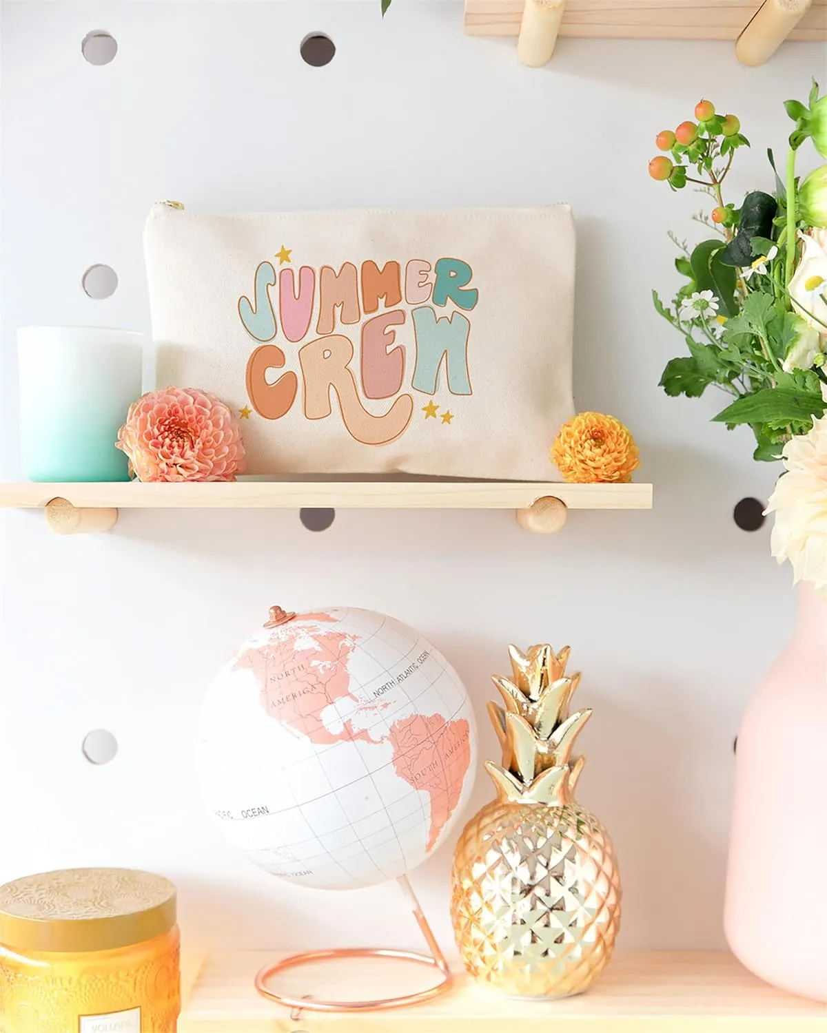The Cotton & Canvas Co. Summer Crew Cotton Canvas Cosmetic Bag, Toiletry Bag and Travel Makeup Pouch, Summer, Beach, Bridesmaid, Gift for Her, Wedding, Vacation