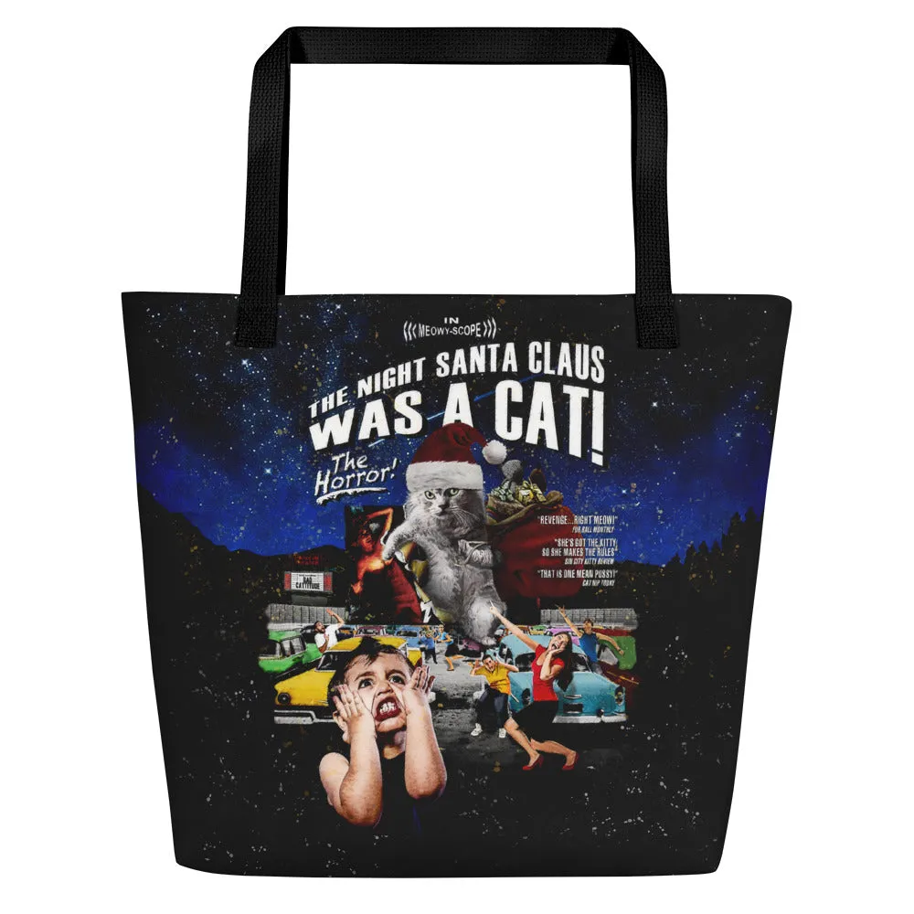 The Night Santa Was A Cat - All-Over Print Beach Bag