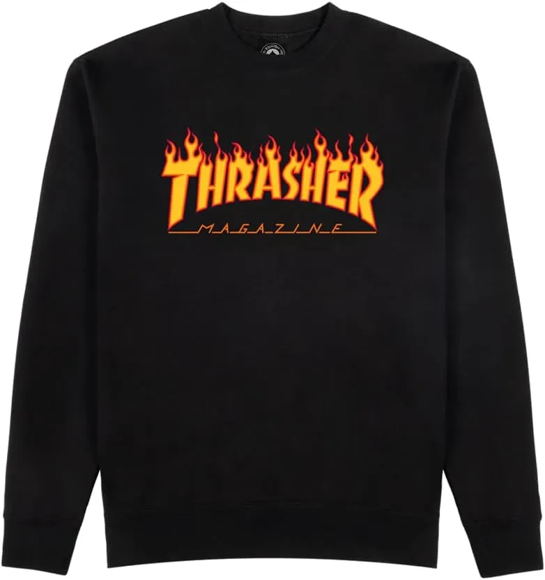 Thrasher Skateboard Magazine Crewneck Sweatshirt Flame Logo Skate Sweatshirt