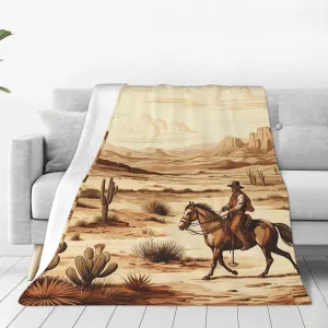 Throw Blanket 80"x60" Ultra-Soft Micro Fleece Blanket Soft Plush Throws West Desert Cactus Throw Blanket Warm Fuzzy Cozy Blanket for Couch Bed Sofa All Seasons
