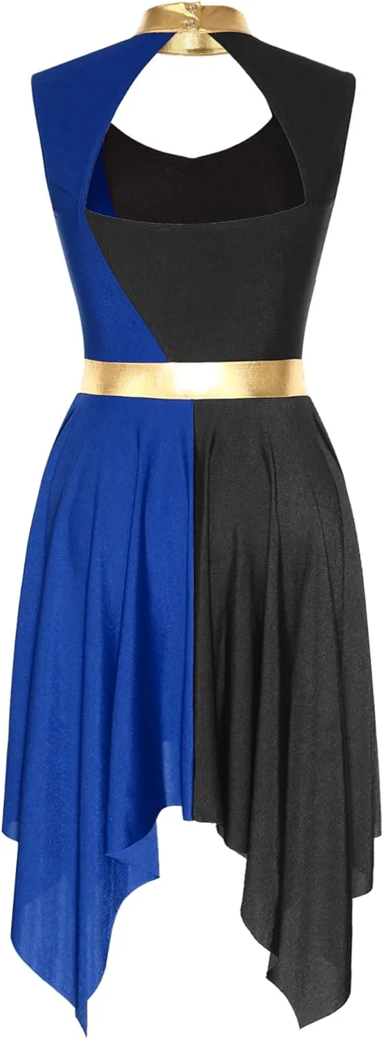TiaoBug Women's Liturgical Praise Dance Dress Sleeveless Cut Out Tunic Worship Cristiana Dresses