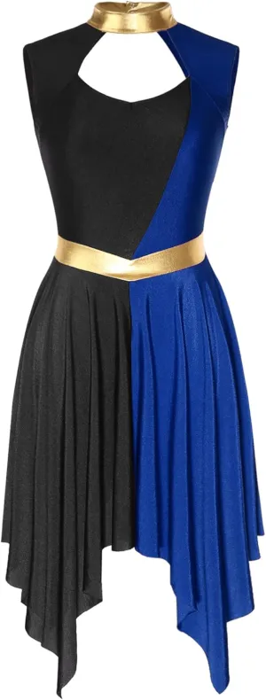 TiaoBug Women's Liturgical Praise Dance Dress Sleeveless Cut Out Tunic Worship Cristiana Dresses