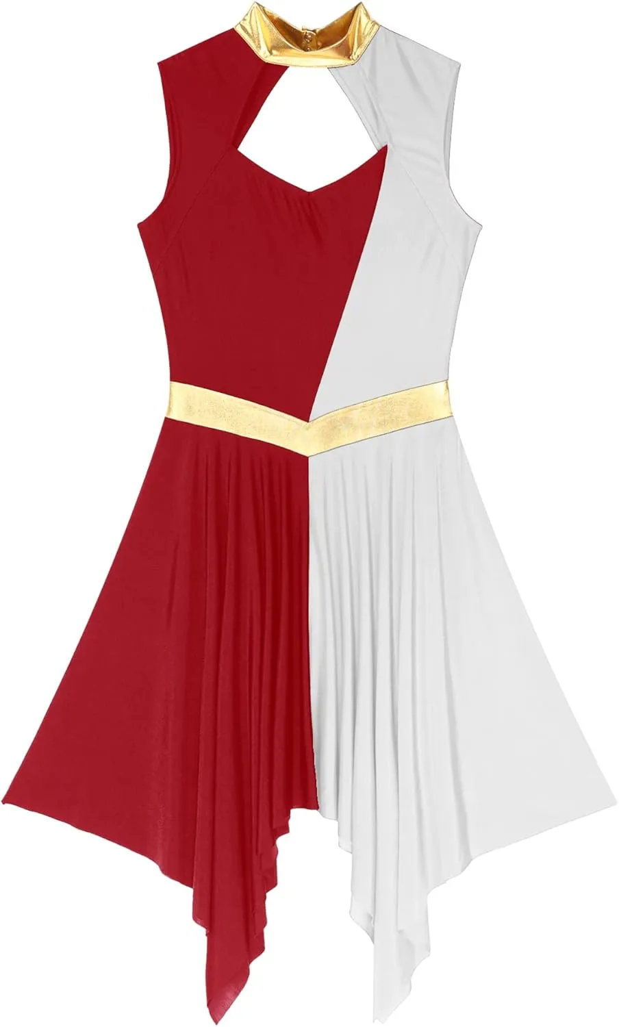 TiaoBug Women's Liturgical Praise Dance Dress Sleeveless Cut Out Tunic Worship Cristiana Dresses