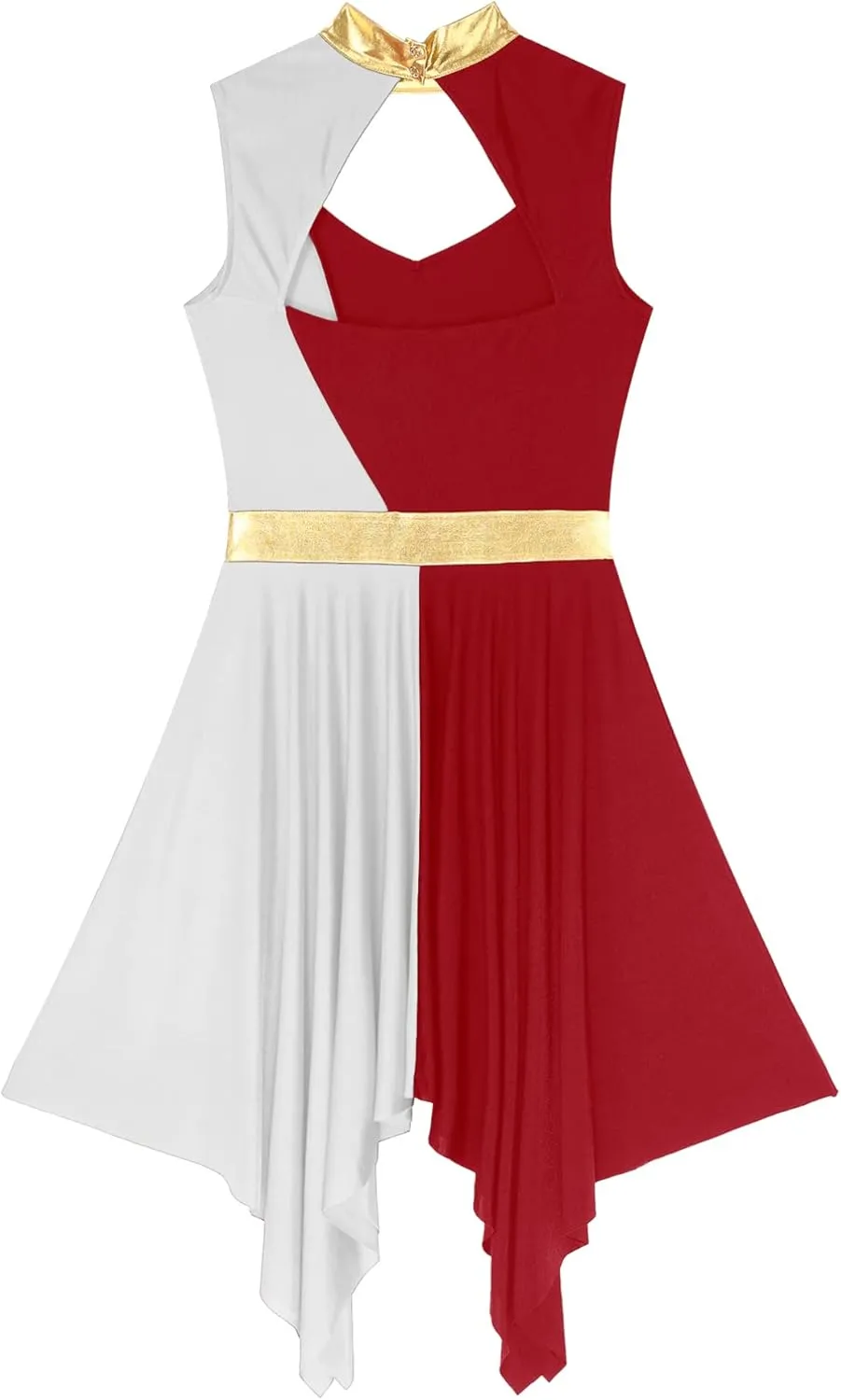 TiaoBug Women's Liturgical Praise Dance Dress Sleeveless Cut Out Tunic Worship Cristiana Dresses