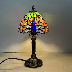 Tiffany Lamp,Dragonfly Stained Glass lamp,Handmade Vintage Desk Lamp for Bedroom,8" Bedside Tiffany Style Table Lamp for Living Room,Office Deco or,Gift Atmosphere Lights