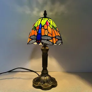 Tiffany Style Table Lamp,Dragonfly Stained Glass Vintage Bedside Lamp,6" Tiffany Lamp for Bedroom, Living Room, or Office Decor, LED Atmosphere Desk Lamp