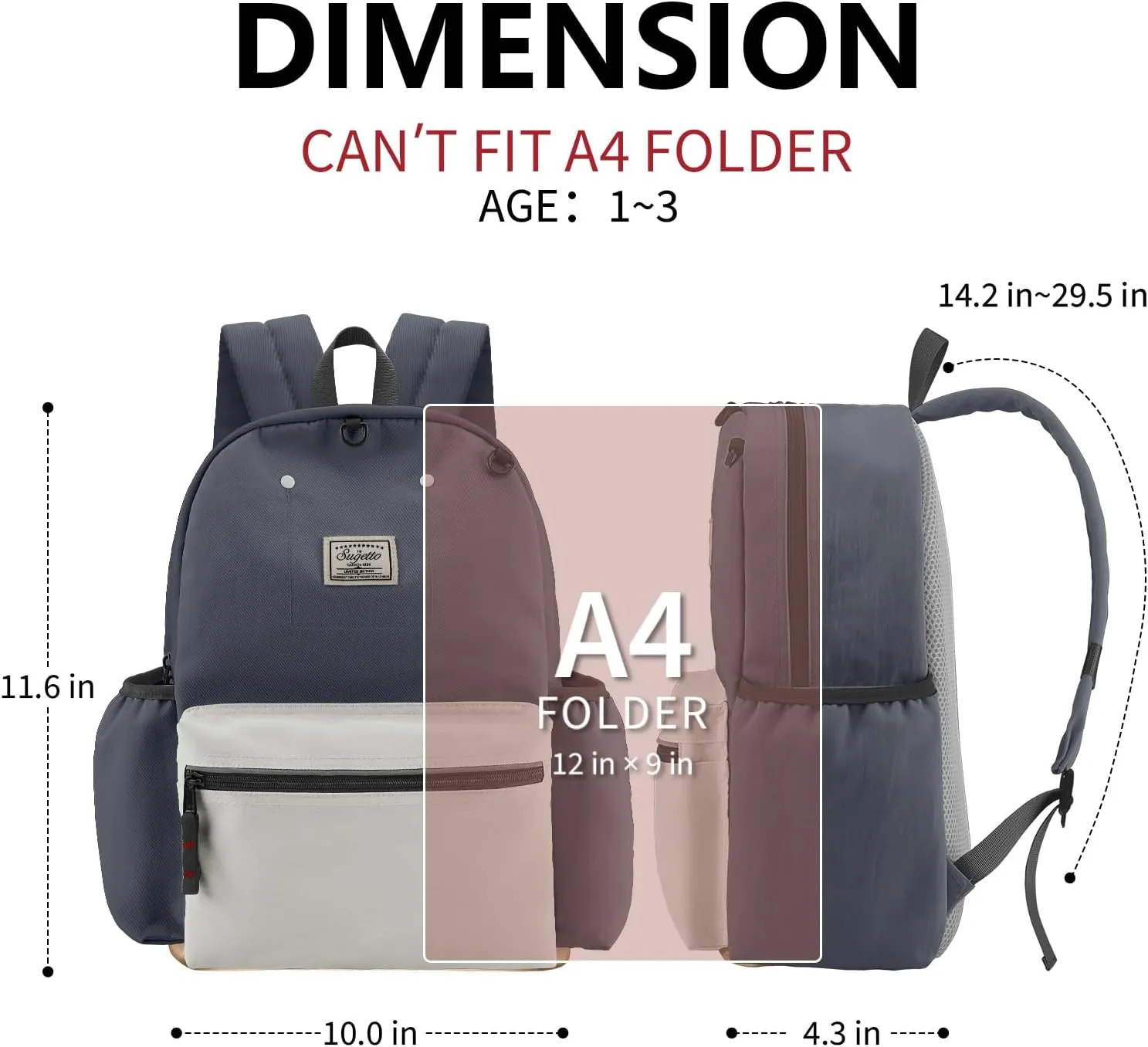 Toddler Backpack for Boys Girls 1-3, School Kids Backpacks Bookbag, Kindergarten Preschool Backpack for boys girls 11.6" H Not Fit Folder