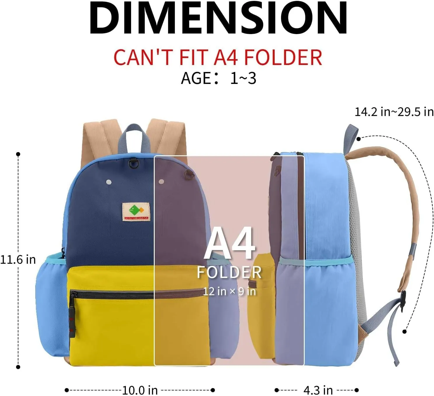 Toddler Backpack for Boys Girls 1-3, School Kids Backpacks Bookbag, Kindergarten Preschool Backpack for boys girls 11.6" H Not Fit Folder