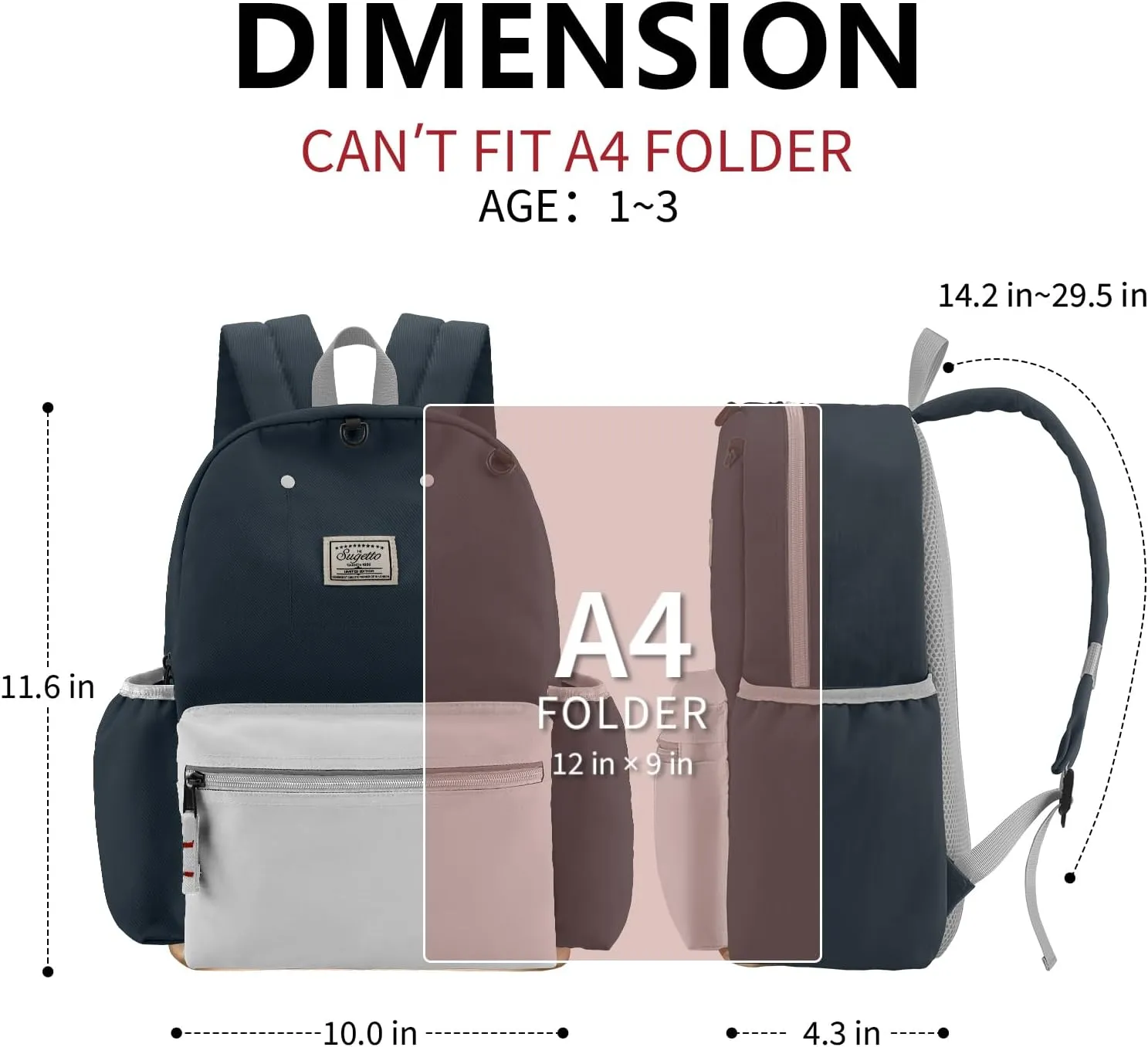 Toddler Backpack for Boys Girls 1-3, School Kids Backpacks Bookbag, Kindergarten Preschool Backpack for boys girls 11.6" H Not Fit Folder