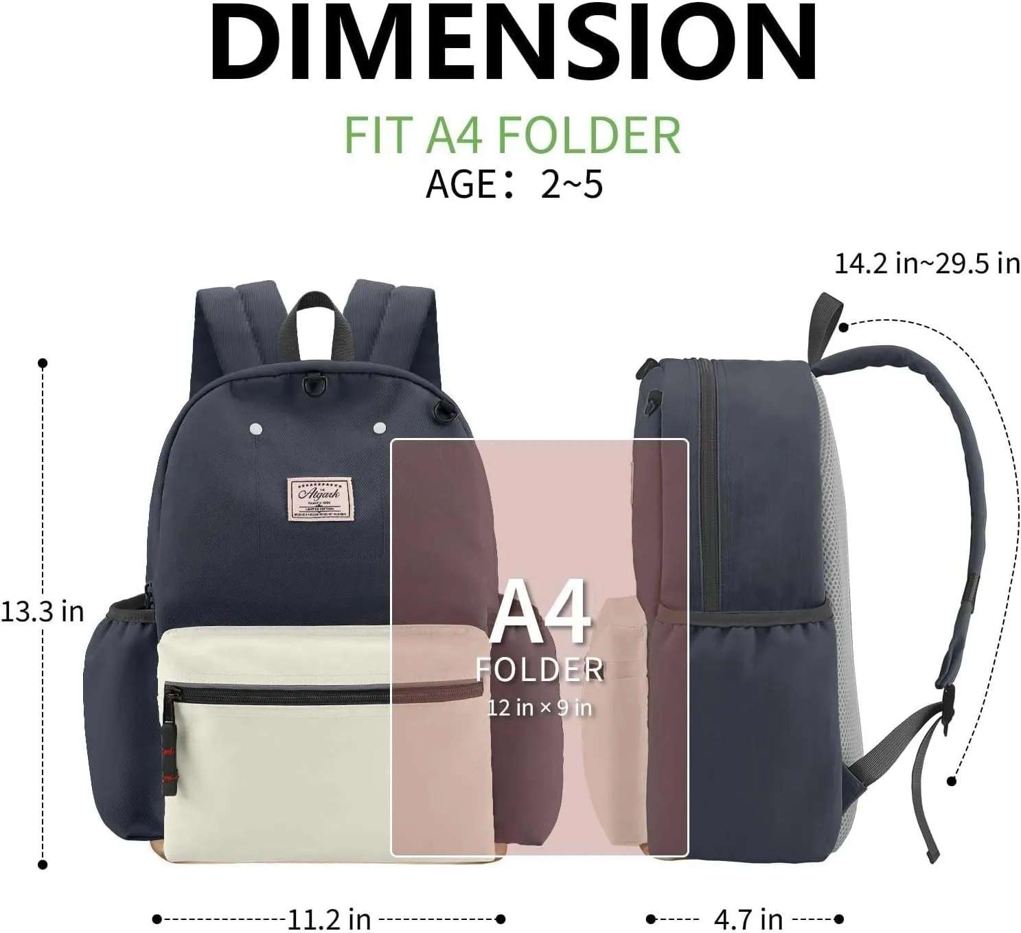 Toddler Backpack for Boys Girls 2-5, School Kids Backpacks Bookbag, Kindergarten Preschool Backpack for boys girls 13.3" H Fit Folder