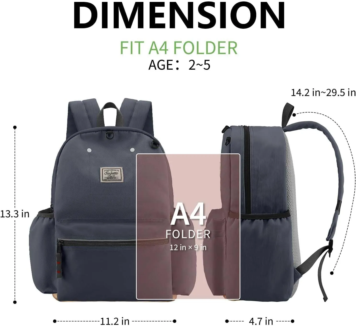 Toddler Backpack for Boys Girls 2-5, School Kids Backpacks, Kindergarten Preschool Backpack for boys girls 13.3" H