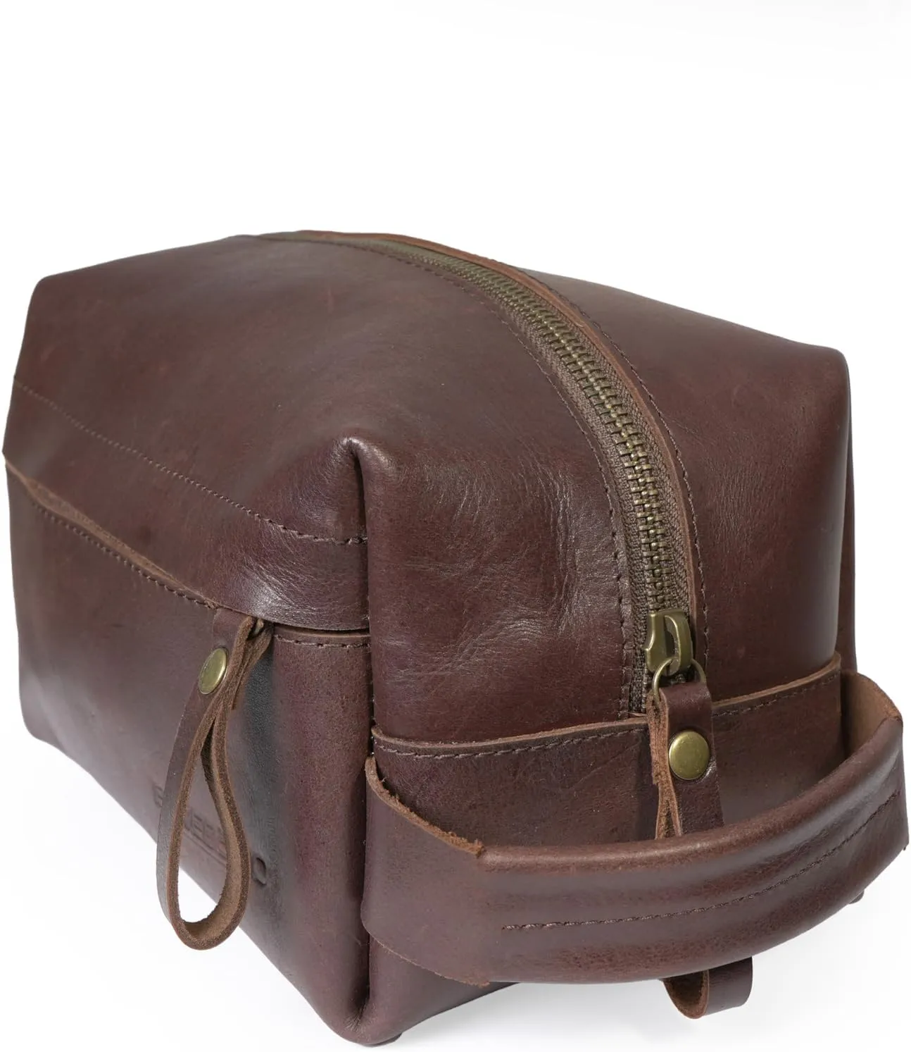 Toiletries Travel Bag – Toiletry Bag for Men and Women – Full-Grain Leather Toiletries Organizer for Makeup, Skincare, Personal Care, Grooming Kit – Elegant Toiletry Pouch with YKK Zipper