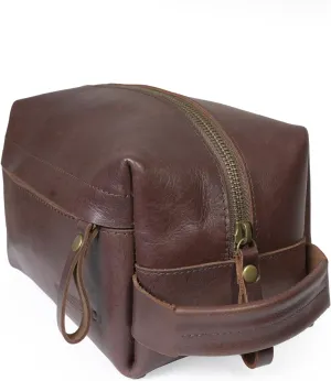 Toiletries Travel Bag – Toiletry Bag for Men and Women – Full-Grain Leather Toiletries Organizer for Makeup, Skincare, Personal Care, Grooming Kit – Elegant Toiletry Pouch with YKK Zipper