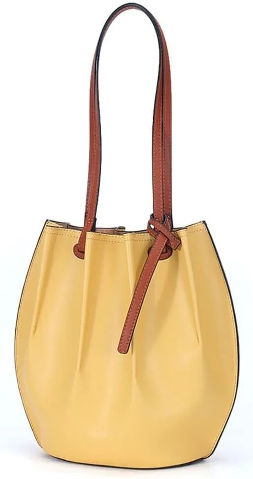 Top Handle Handbag with Inner Pocket Shoulder Purse Wallet for Travel Women’s Tote Genuine Leather Bucket Retro