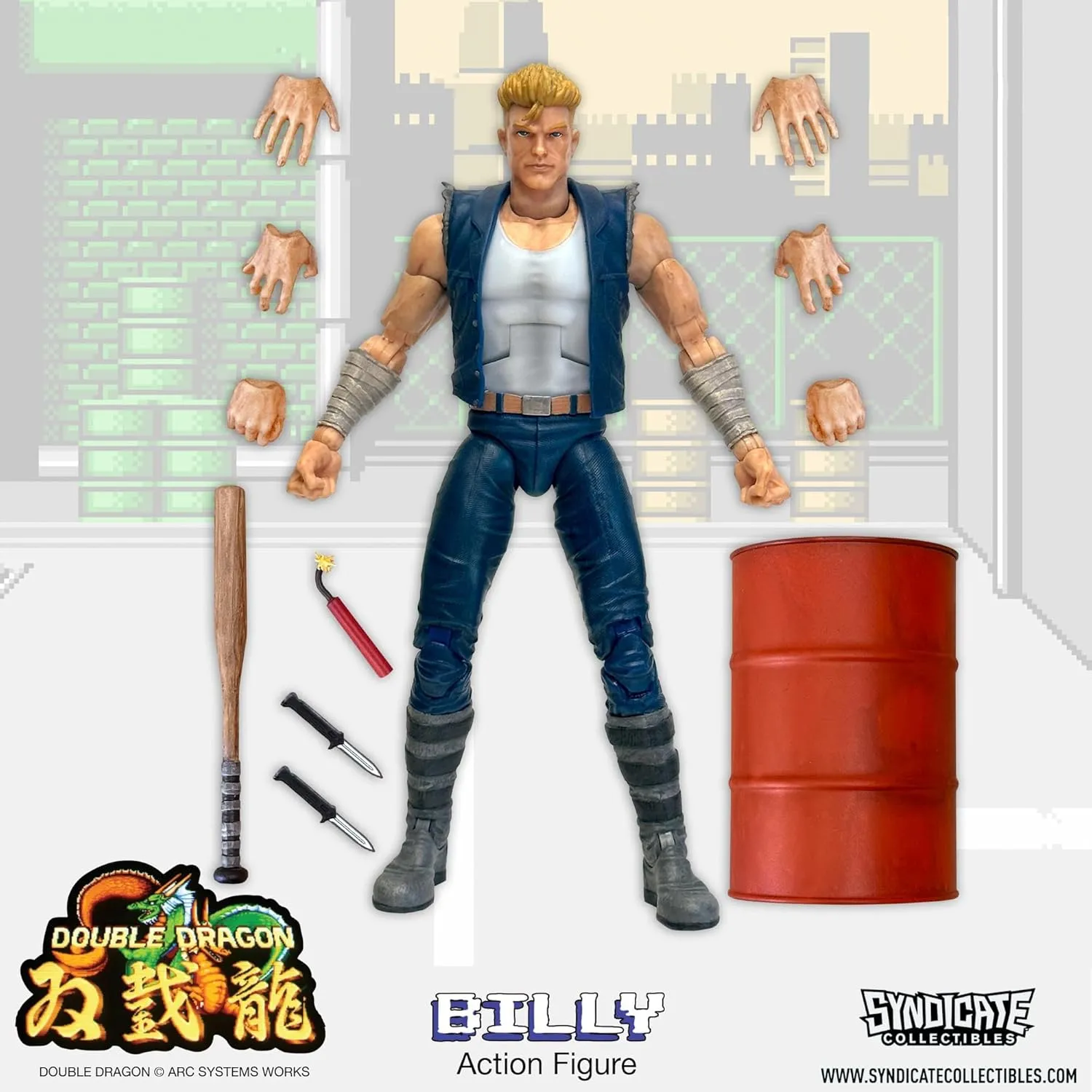 Toynk Double Dragon Billy Lee 7-Inch Deluxe Articulated Action Figure with Accessories