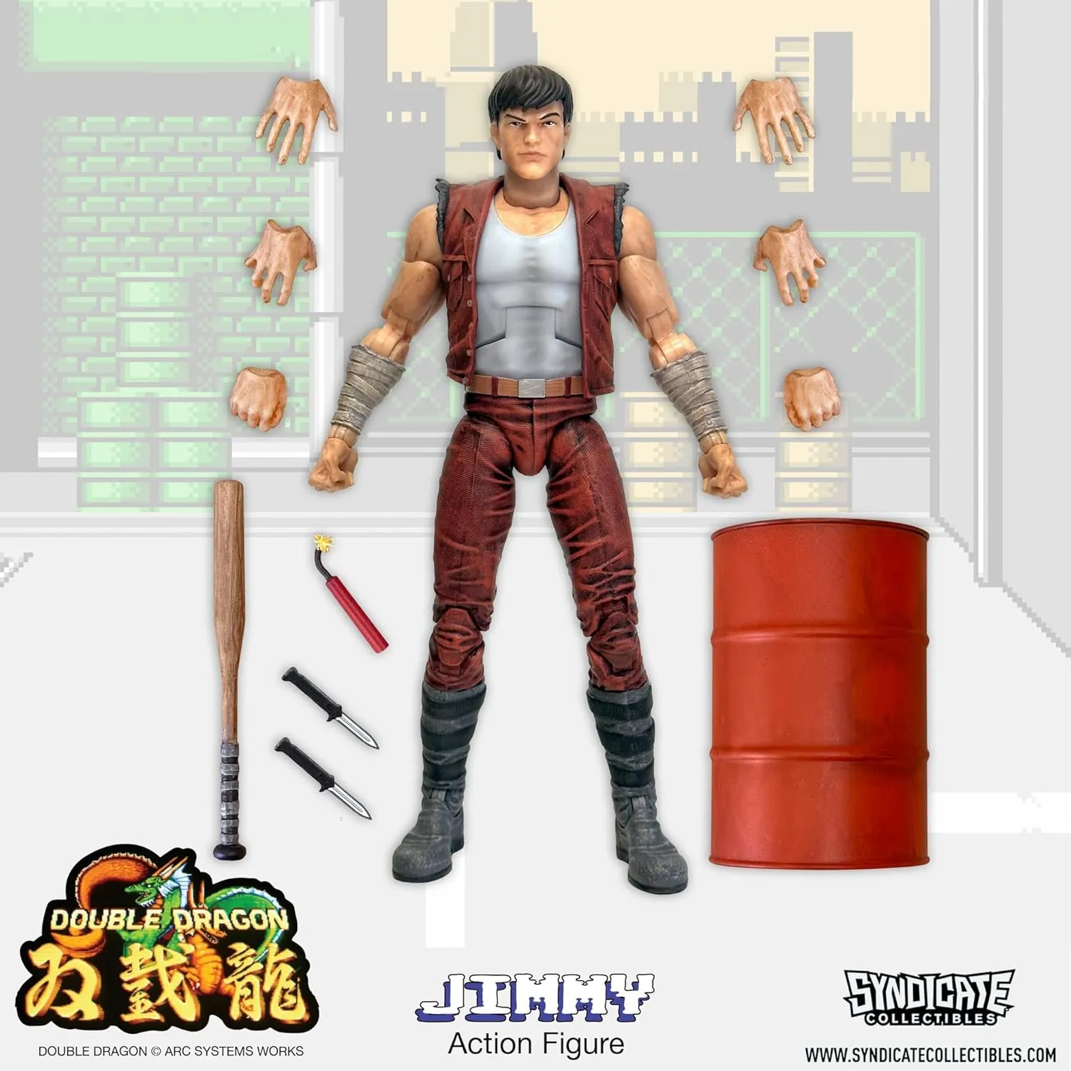 Toynk Double Dragon Jimmy Lee 7-Inch Deluxe Articulated Action Figure with Accessories