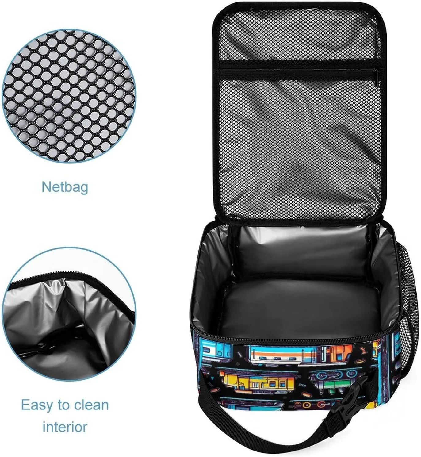 Train Backpack with Lunch Box & Pencil Case for Kids Girls Boys School, 16 Inch Cute Trains Bookbag, Railway School Backpacks for Students Children, Lightweight, Large Capacity