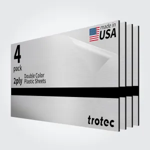 Trotec TroLase Metallic Plus | 12"x24"x1/16", 4 Pcs | Stainless Steel Brushed/Black | UV-Resistant Acrylic Laminate for Laser Engraving | Lightweight, Durable, Cost-Effective Alternative to Metal