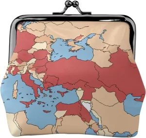 Turkey regional Map small makeup bag for purse,kiss lock bank card storage bag retro compact multifunctional change bag