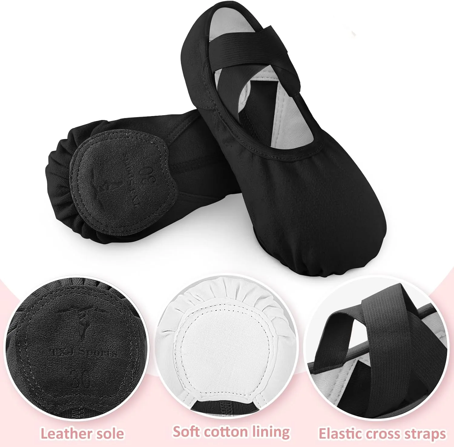 TXJ Sports Ballet Shoes for Girls Highly Stretch Ballet Slippers Split Sole Women Dance Shoes Flats for Yoga Gymnastics Performance