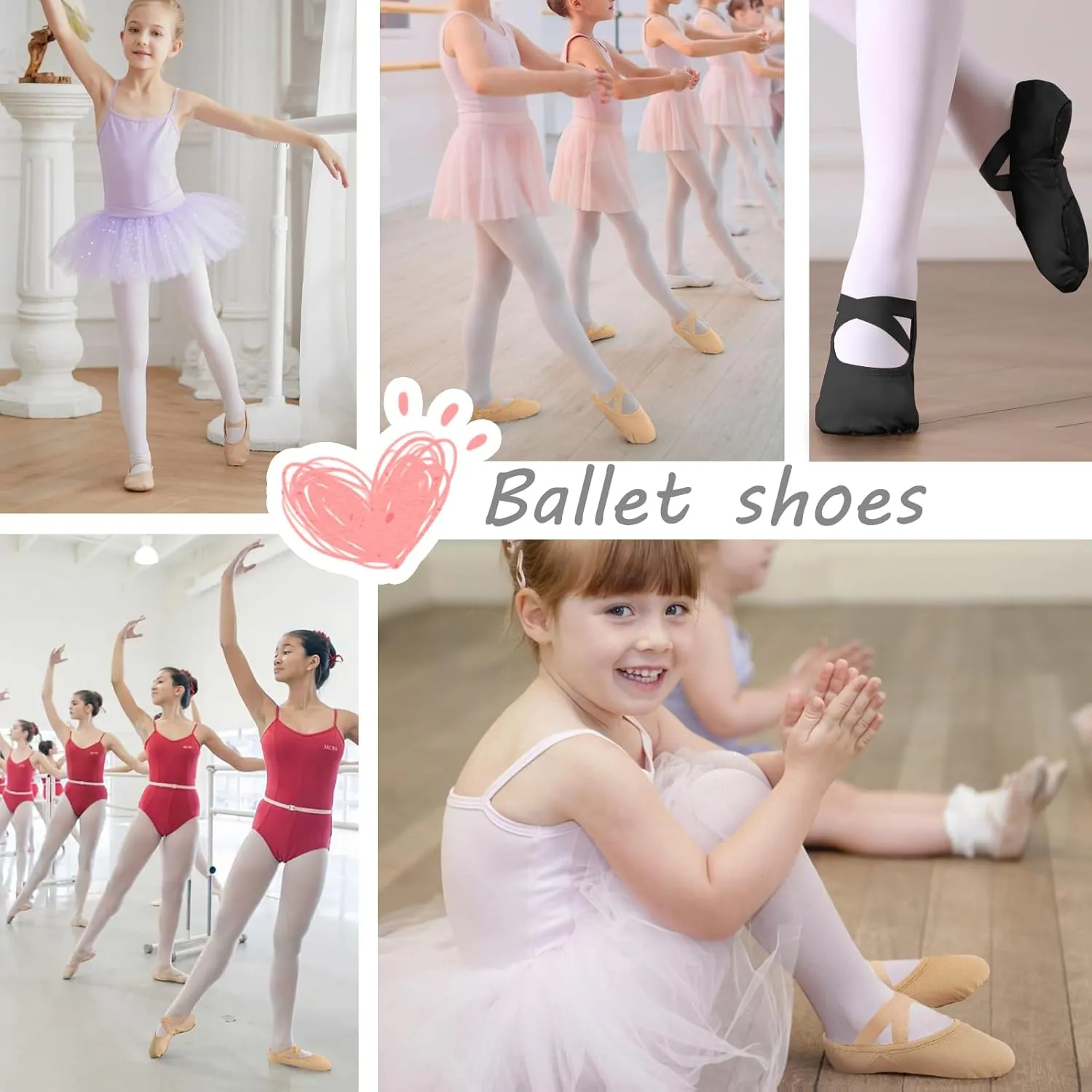 TXJ Sports Ballet Shoes for Girls Highly Stretch Ballet Slippers Split Sole Women Dance Shoes Flats for Yoga Gymnastics Performance