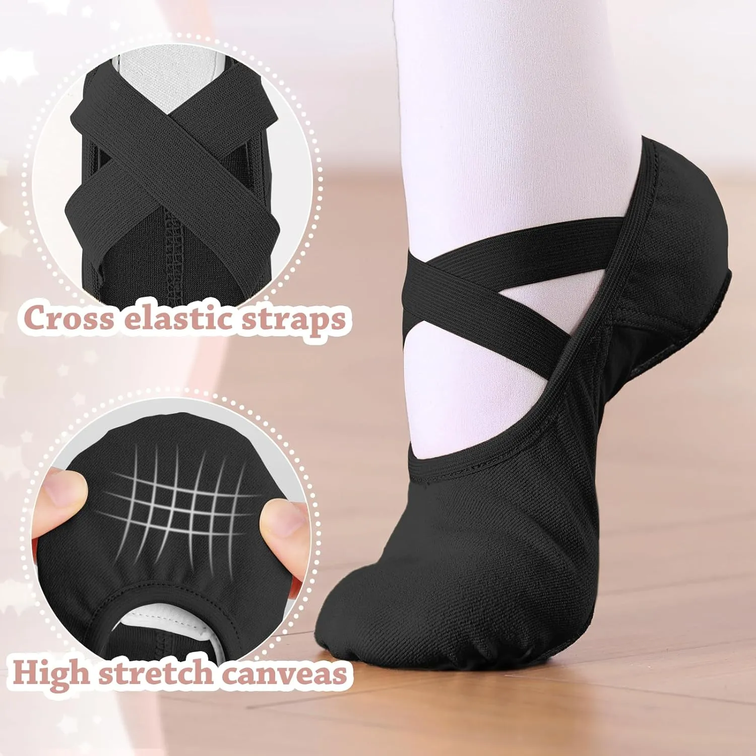 TXJ Sports Ballet Shoes for Girls Highly Stretch Ballet Slippers Split Sole Women Dance Shoes Flats for Yoga Gymnastics Performance
