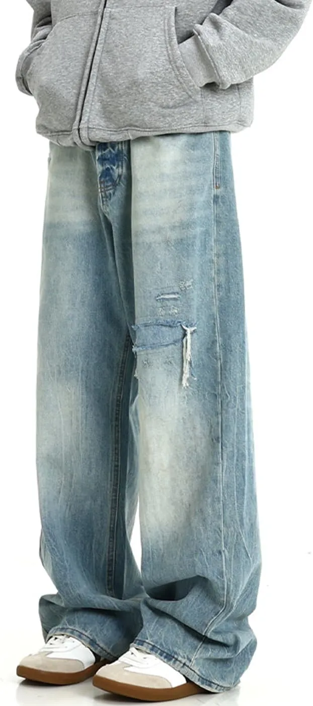 Unisex Y2K Baggy Jeans Loose Fit Ripped Distressed Jean Relaxed Skateboard Denim Pants with Holes