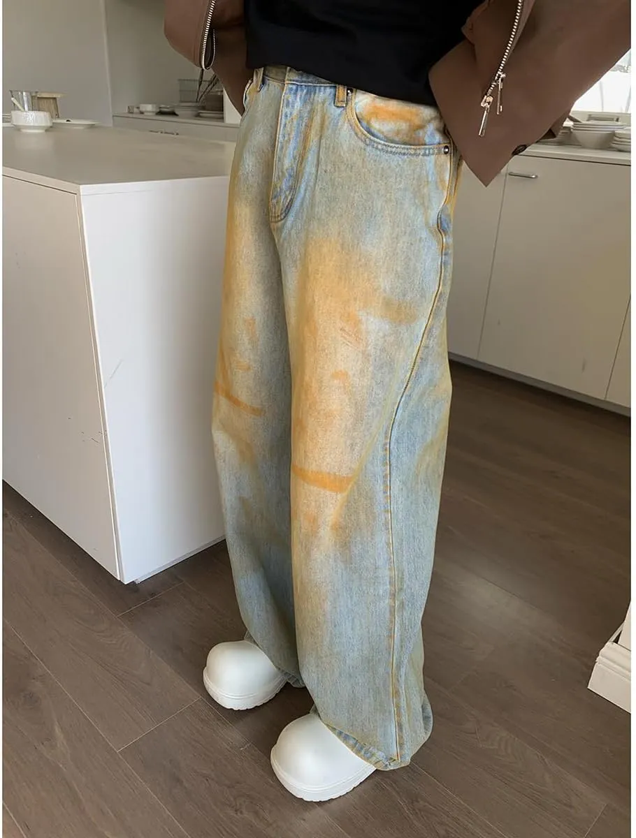 Unisex Y2K Baggy Jeans Loose Fit Ripped Distressed Jean Relaxed Skateboard Denim Pants with Holes
