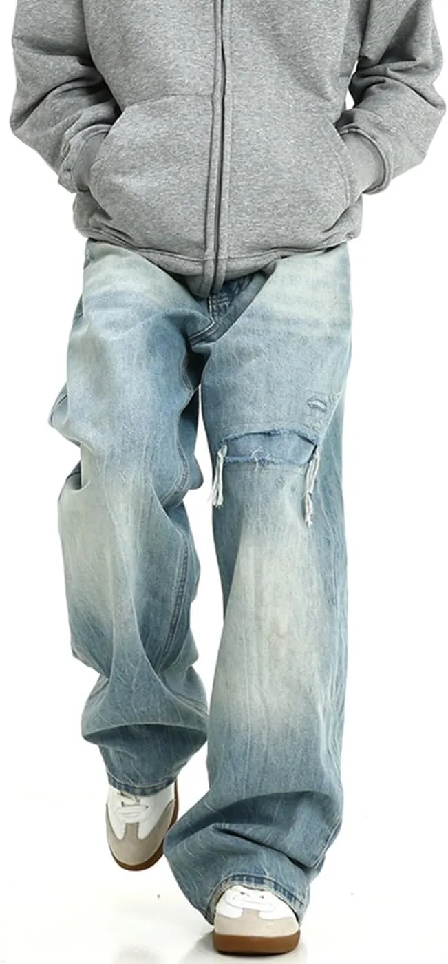 Unisex Y2K Baggy Jeans Loose Fit Ripped Distressed Jean Relaxed Skateboard Denim Pants with Holes