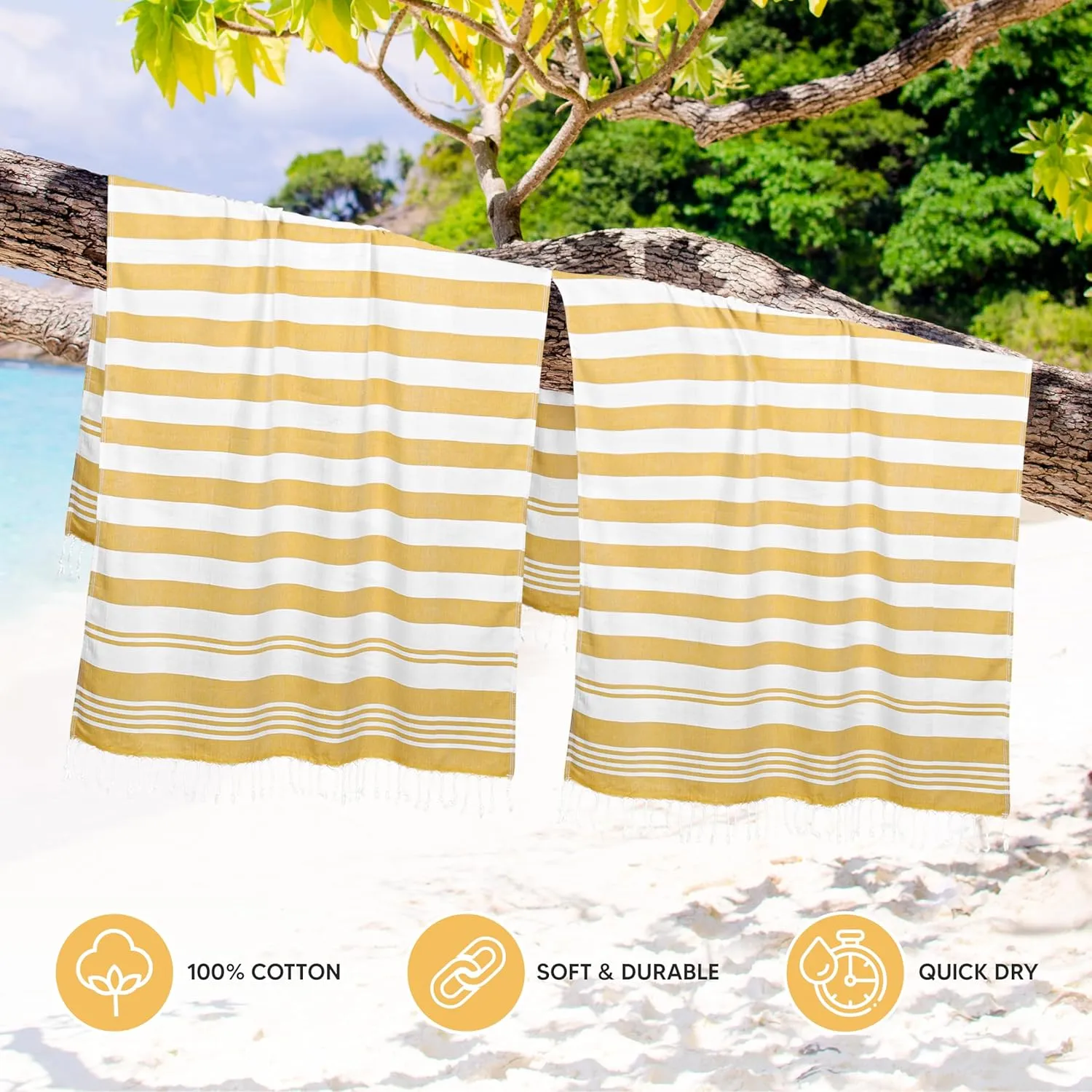 Utopia Towels - 4 Pack Turkish Beach Towel (40 x 72 Inches) - 100% Cotton Oversized Sand Free Quick-Dry Turkish Towel, Prewashed for Soft Feel, Large Peshtemal Towel (Grey, Navy, Purple, Buff)