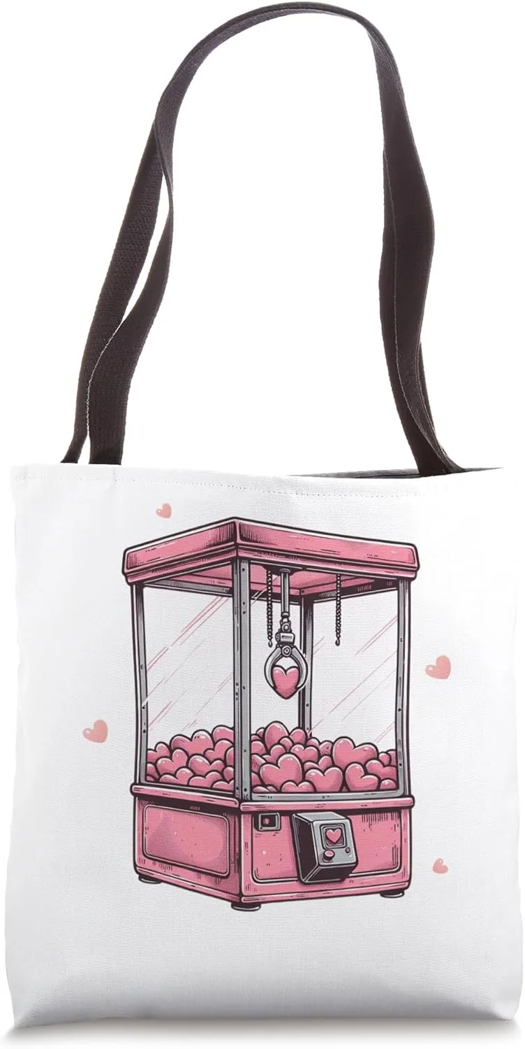 Valentine's Day Arcade Claw Game Romantic Pink Heart Prize Tote Bag