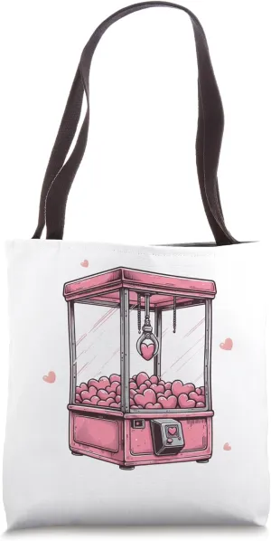 Valentine's Day Arcade Claw Game Romantic Pink Heart Prize Tote Bag