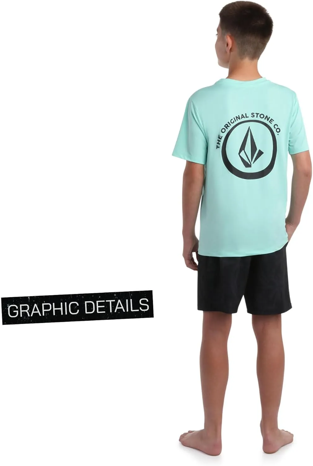 Volcom Boys Swim Shirt - Short Sleeve Rash Guard for Boys UPF 50  Quick Dry Kids Swimwear Sun Protection Shirt for Summer