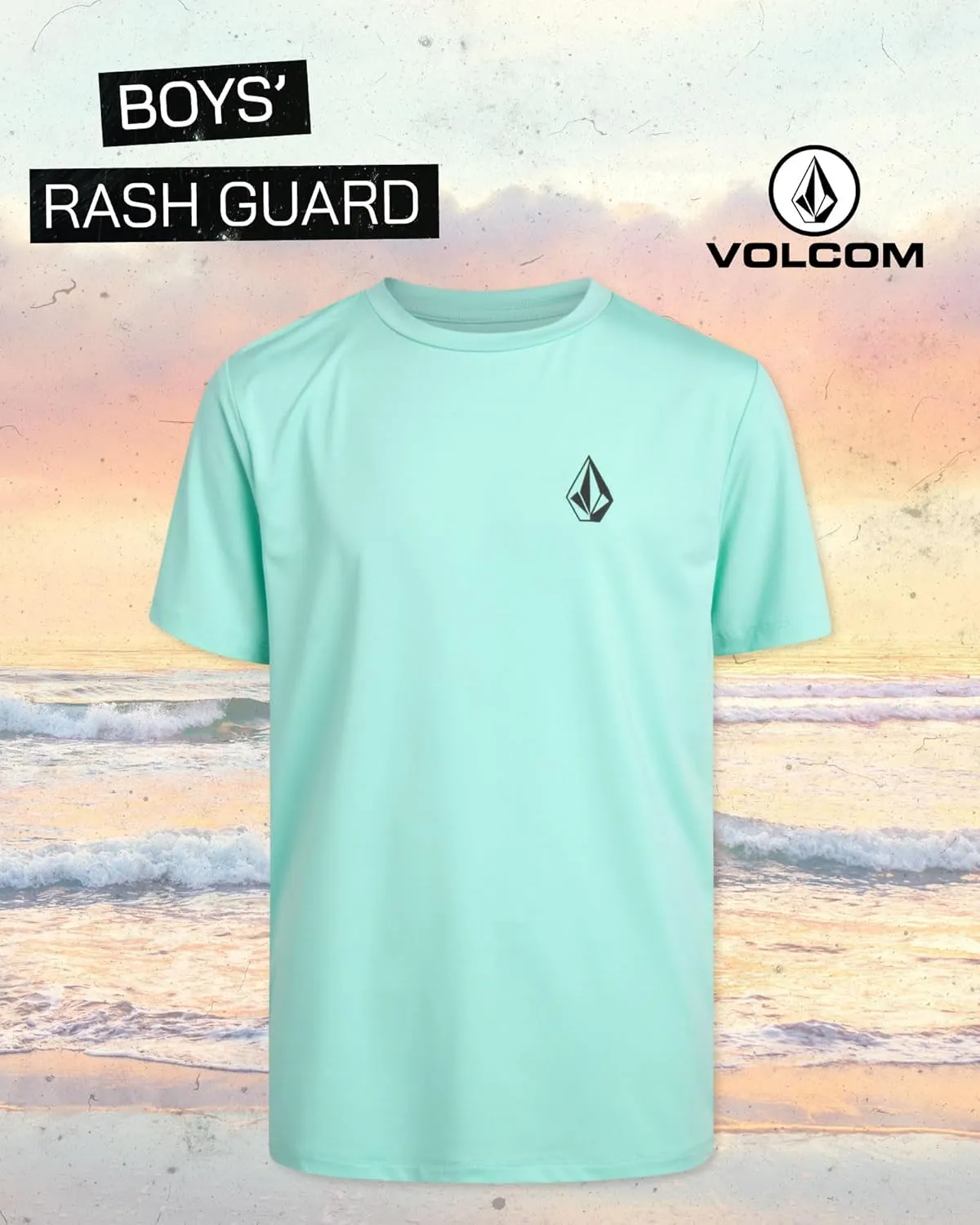 Volcom Boys Swim Shirt - Short Sleeve Rash Guard for Boys UPF 50  Quick Dry Kids Swimwear Sun Protection Shirt for Summer