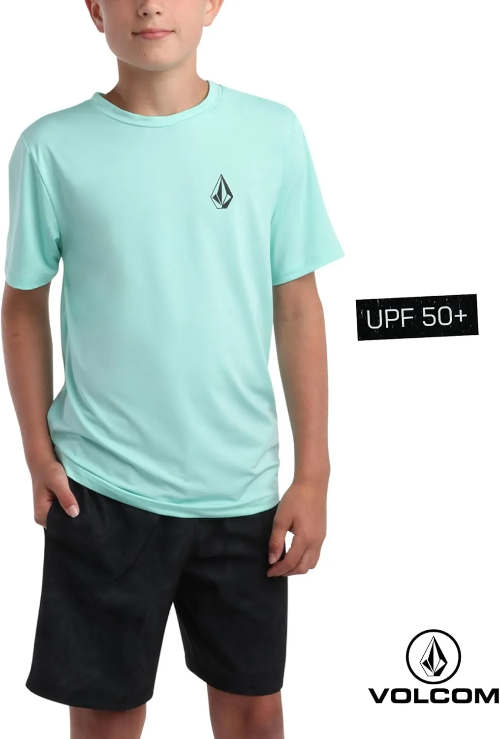 Volcom Boys Swim Shirt - Short Sleeve Rash Guard for Boys UPF 50  Quick Dry Kids Swimwear Sun Protection Shirt for Summer