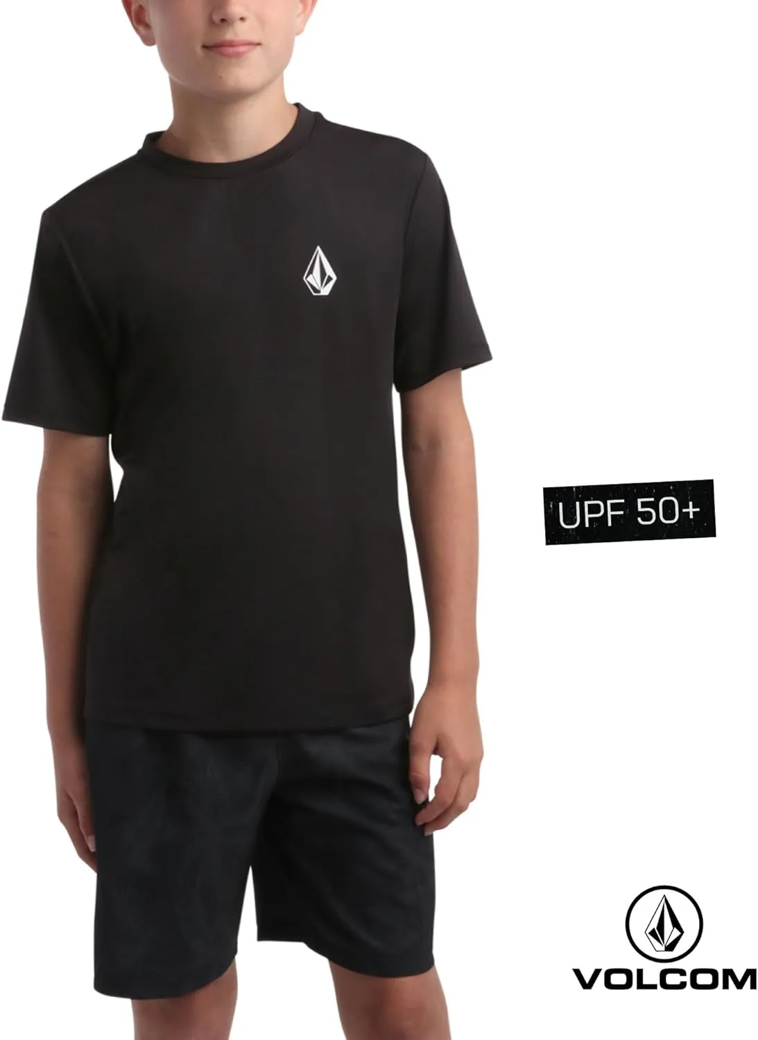 Volcom Boys Swim Shirt - Short Sleeve Rash Guard for Boys UPF 50  Quick Dry Kids Swimwear Sun Protection Shirt for Summer