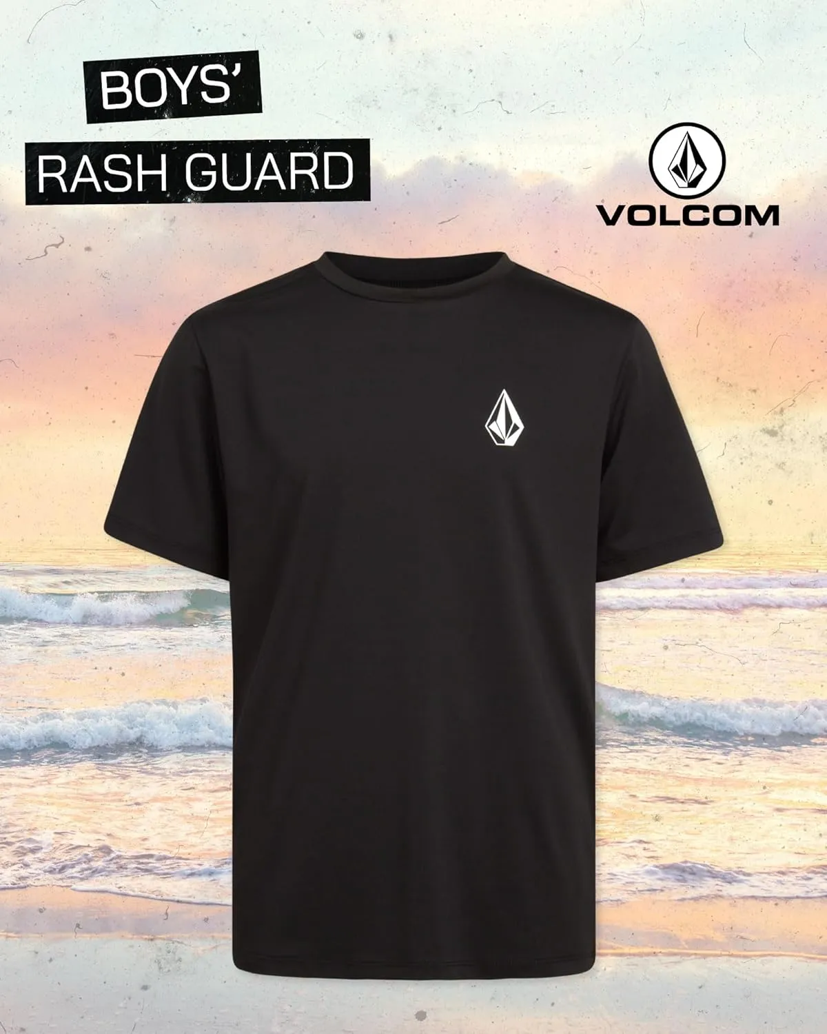 Volcom Boys Swim Shirt - Short Sleeve Rash Guard for Boys UPF 50  Quick Dry Kids Swimwear Sun Protection Shirt for Summer