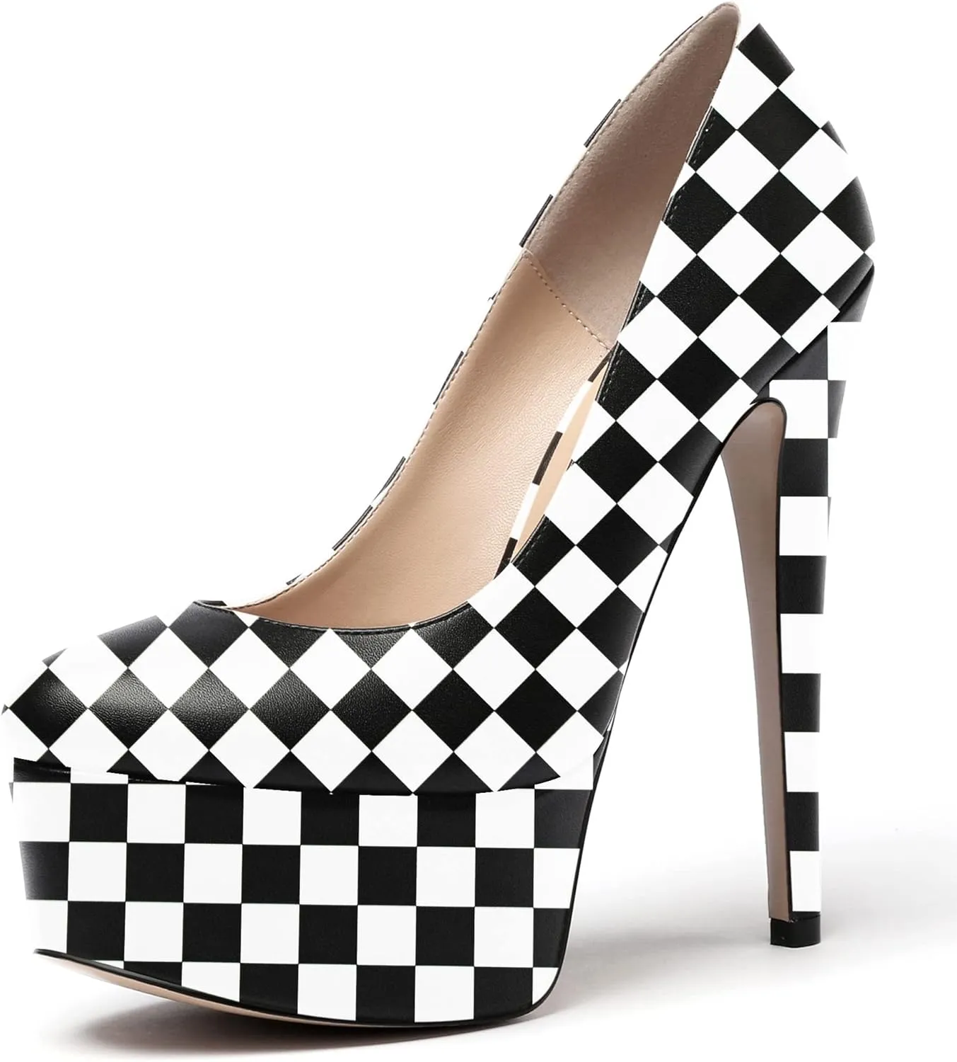 WAYDERNS Women's Round Toe Matte Solid Slip On Platform Stiletto High Heel Pumps Shoes 6 Inch