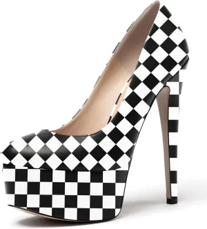 WAYDERNS Women's Round Toe Matte Solid Slip On Platform Stiletto High Heel Pumps Shoes 6 Inch