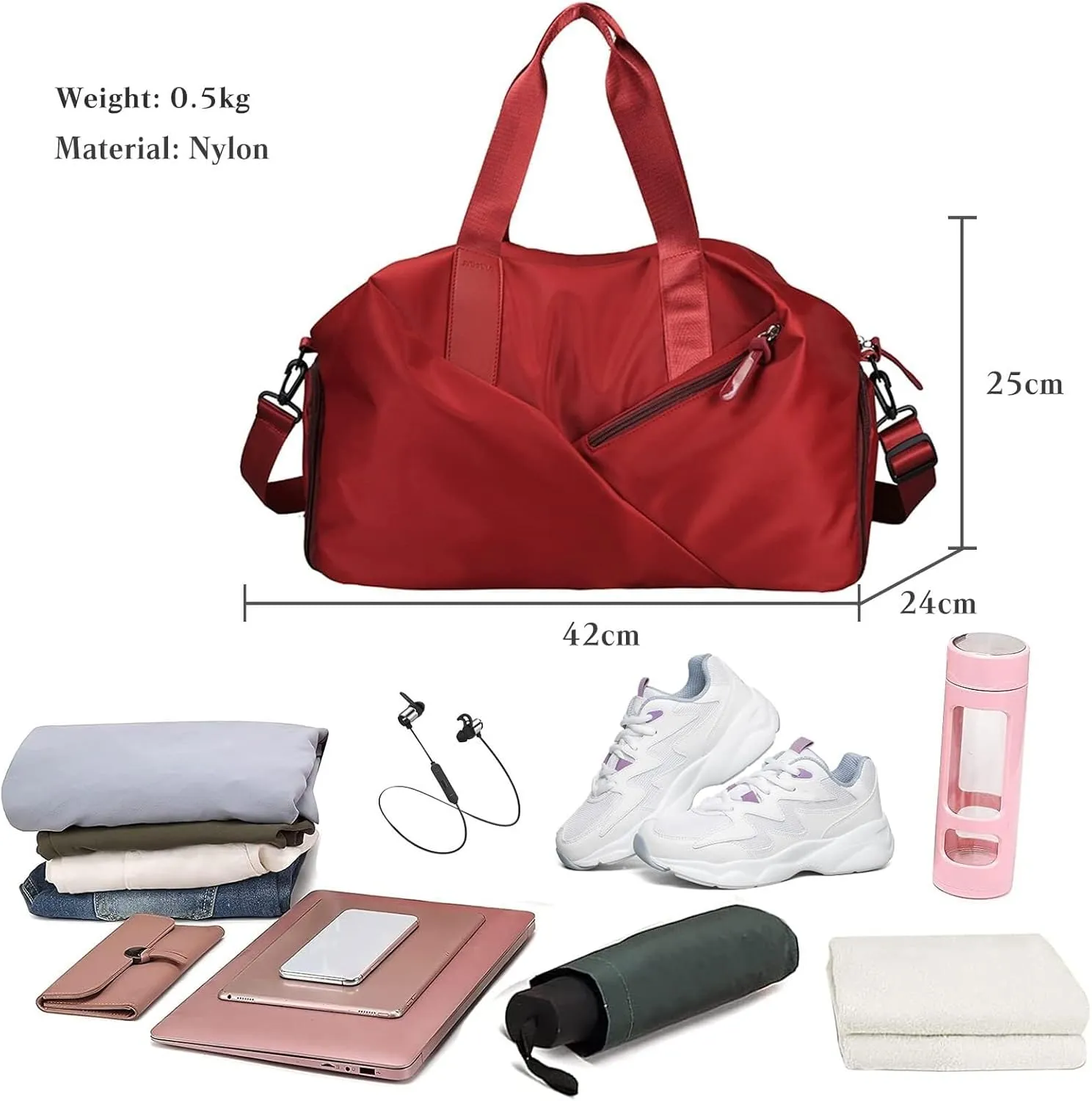 Weekend Shoulder Large Gym Tote Overnight Nylon Hospital Carry Travel Duffel for Women/Men Sport Duffel